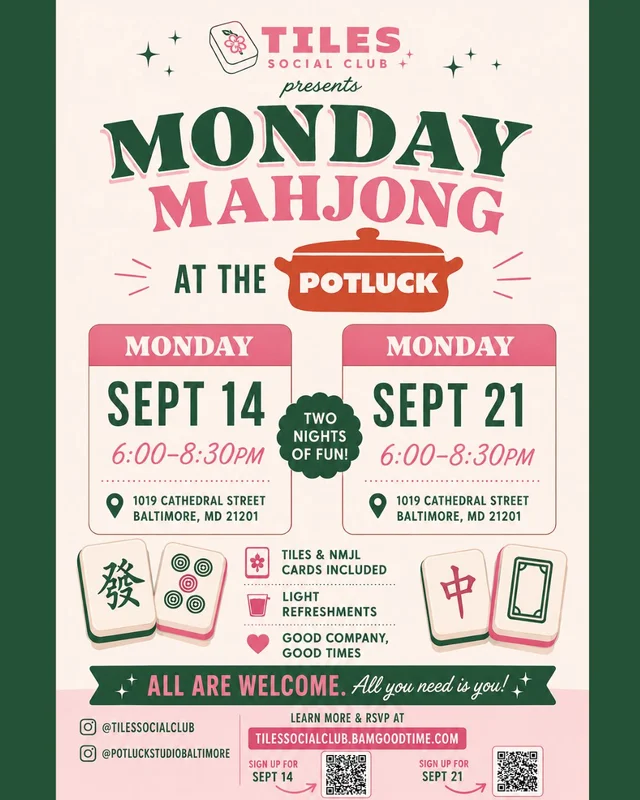 Sept 21 Mahjong Monday @ Potluck Studio