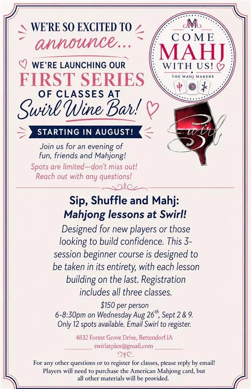 Sip Shuffle and Mahj at Swirl, Bettendorf - Iowa