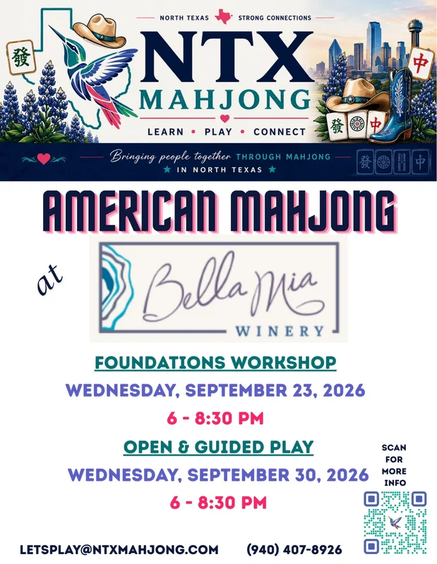 North Texas Mahjong Academy: American Mahjong Foundations Workshop (Bella Mia Winery, Pilot Point, TX)