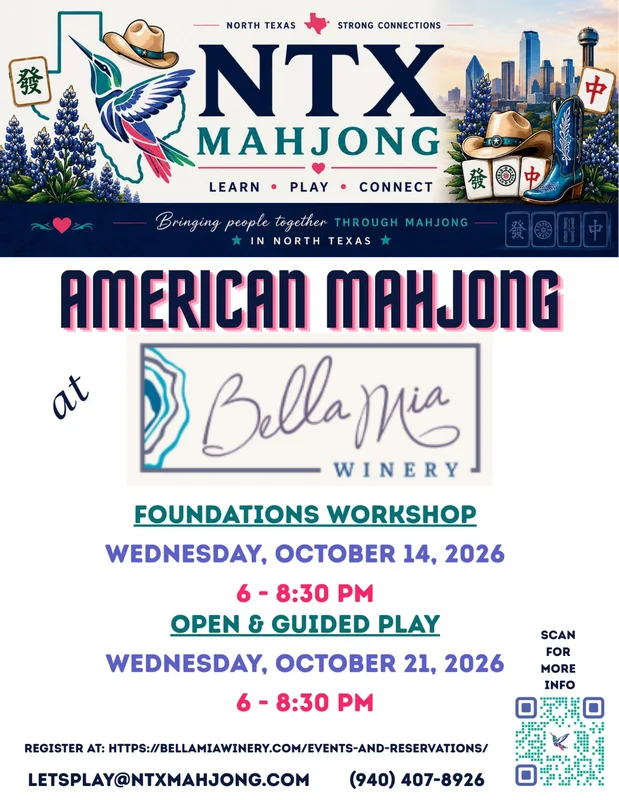 NTX Mahjong Academy: American Mahjong Foundations Workshop (Bella Mia Winery, Pilot Point, TX)