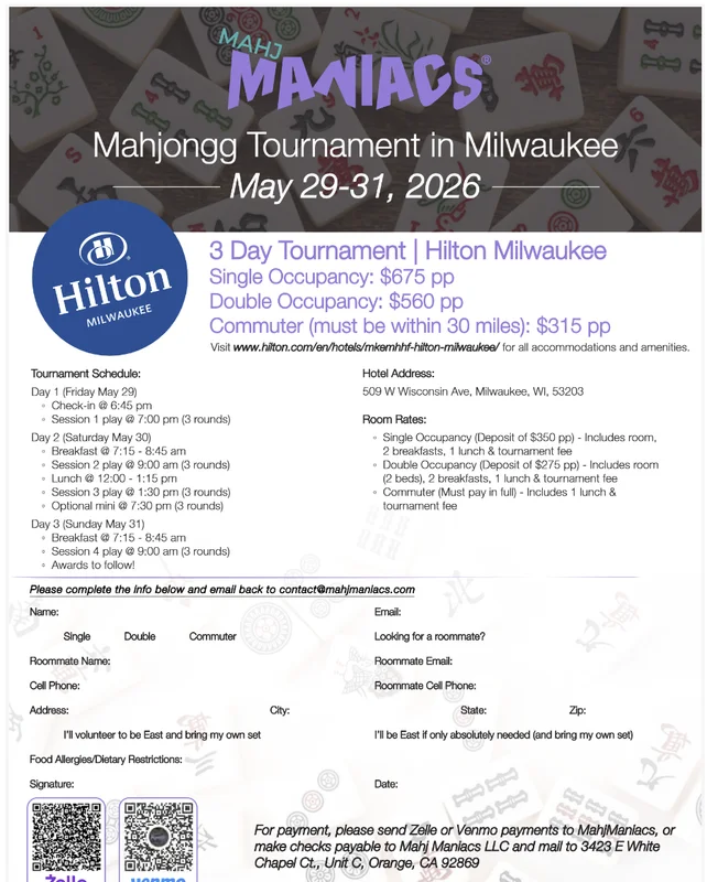 TOURNAMENT MILWAUKEE, WI BY MAHJ MANIACS, LLC