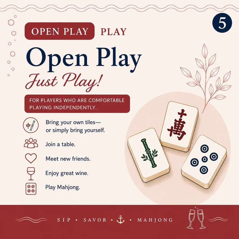 π Mahjong Monday: Open Play at Coastal Bubbles