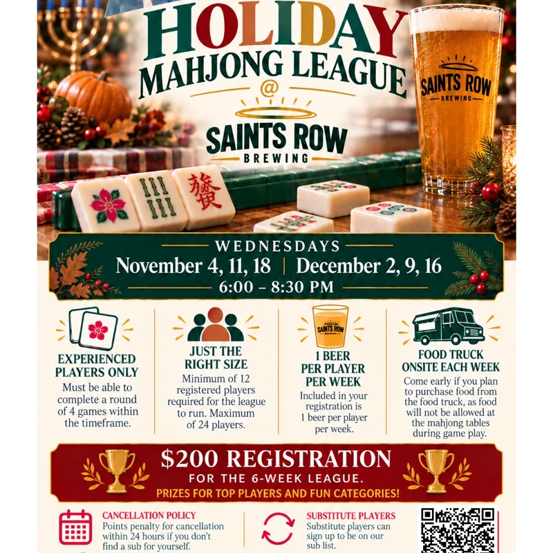 Holiday Mahjong League @ Saints Row Brewing